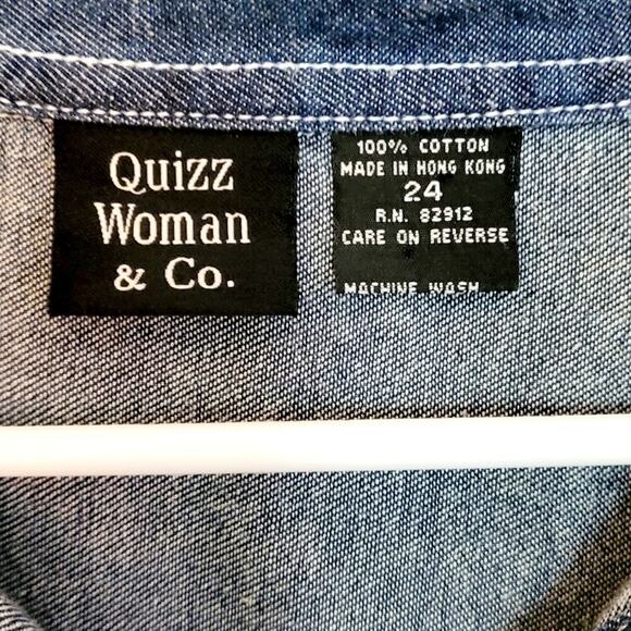 VTG Quizz Woman & Co Patriotic Stars Strips Button Down Denim Shirt Plus Size 24 - Picture 3 of 6